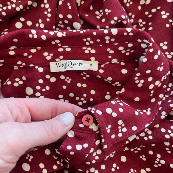 Woolovers Irregular Spot Red Jersey Print 3/4 Sleeve Shirt Size Medium Classic - Picture 16 of 16